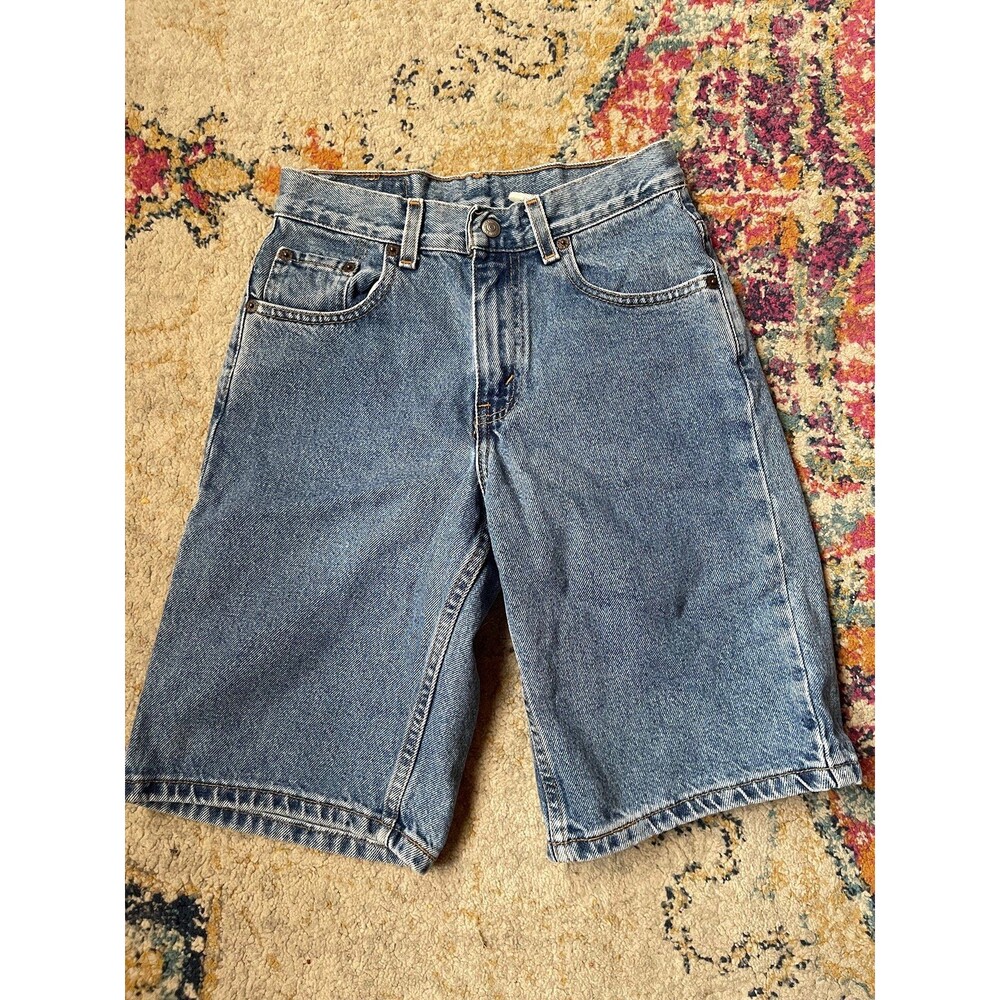 Vintage 90s Levi's 570 High Waisted Denim Shorts Wide Leg Jorts Medium Wash